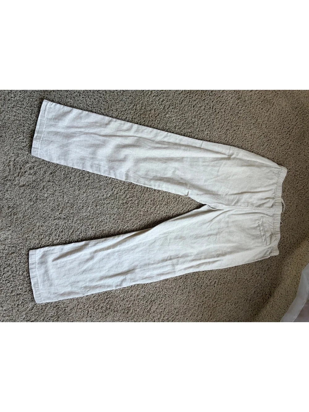 Women's H&M cream linen blend Pants Size M Medium regular fit elastic waist